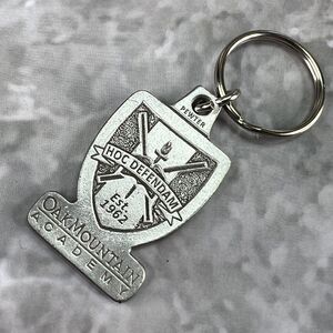 Oak Mountain Academy Pewter Keychain Est 1962 Hoc Defendam School Shield Logo